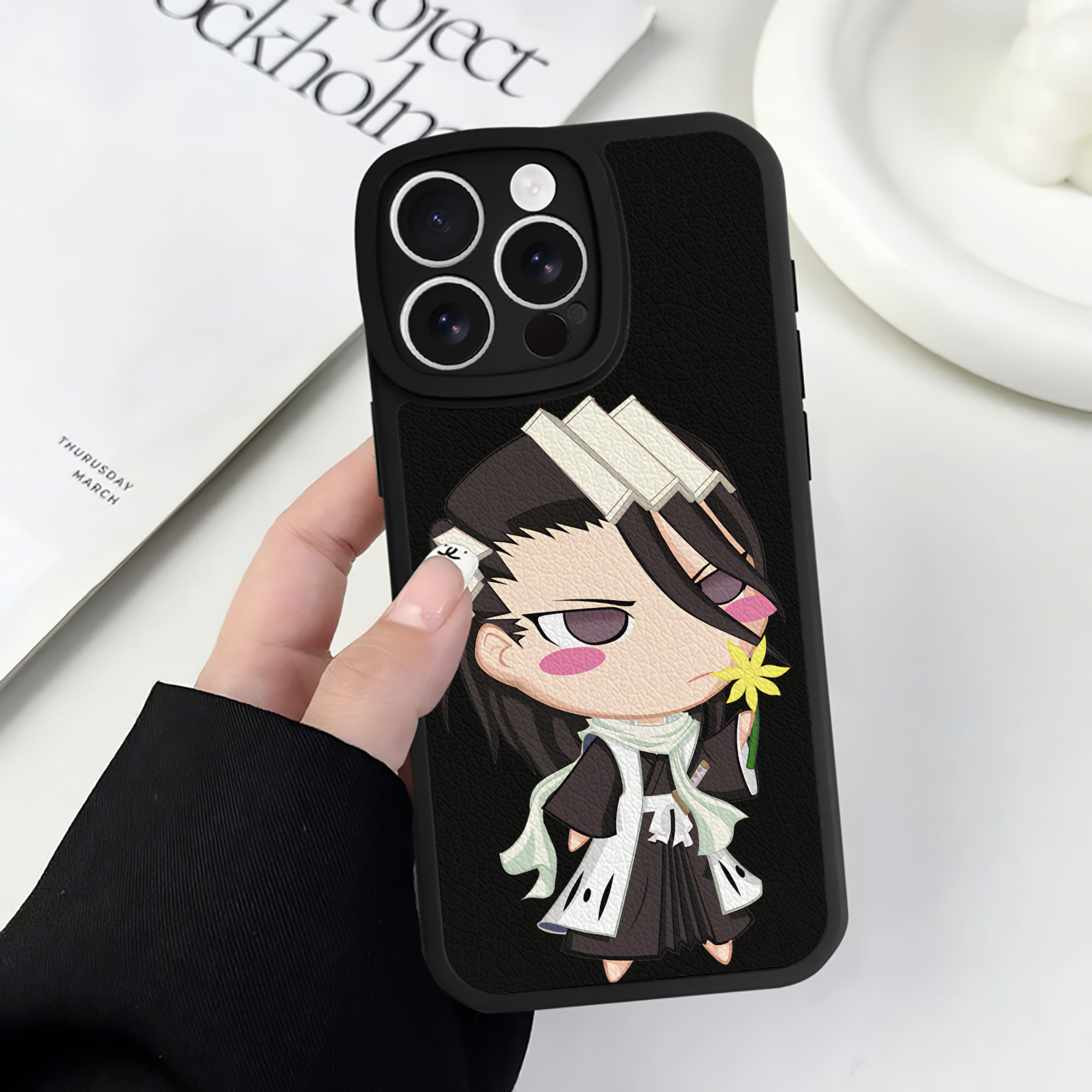 （画像用） ブリーチ くちき びゃくや BLEACH Kuchiki Byakuya 【iPhone 16シリーズ対応】シリコンスマホケース（レザー調） 材質：シリコン